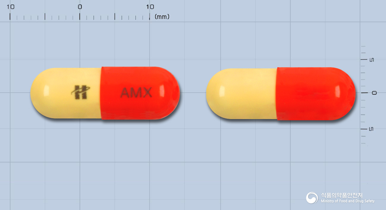 휴온스아목시실린캡슐500mg(수출명:아목시캡슐,목시리나캡슐500mgAMOXICARECap500mg,BOPAAMOXICILLINA500mgCap) 제품 이미지