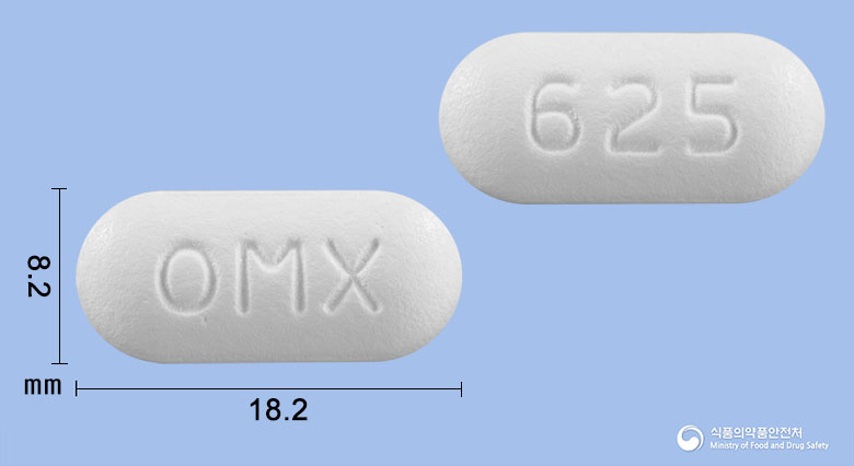 오메틴정625mg(아목시실린·클라불란산칼륨(4:1)) 제품 이미지