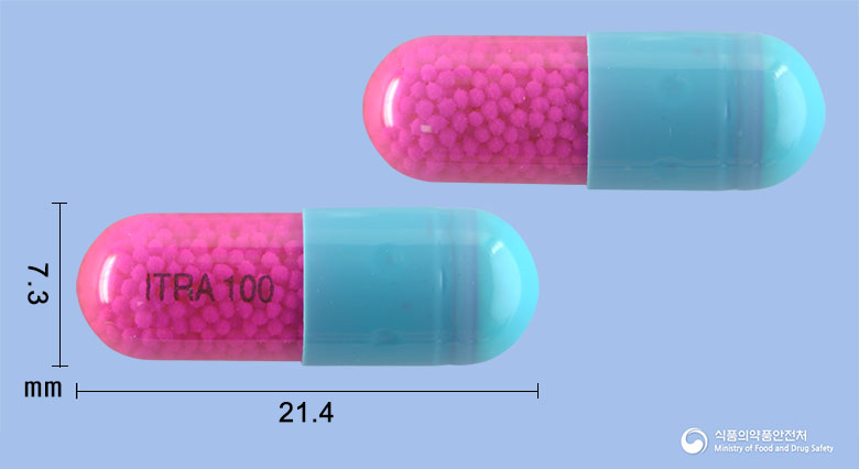 스파졸캡슐(이트라코나졸)(수출명:IconazoleCaps.100mg,KupitralCaps.100mg) 제품 이미지