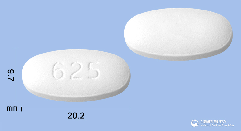 맥시크란정625밀리그램(아목시실린-클라불란산칼륨)(수출명:Amonalic 625mg tablets) 제품 이미지