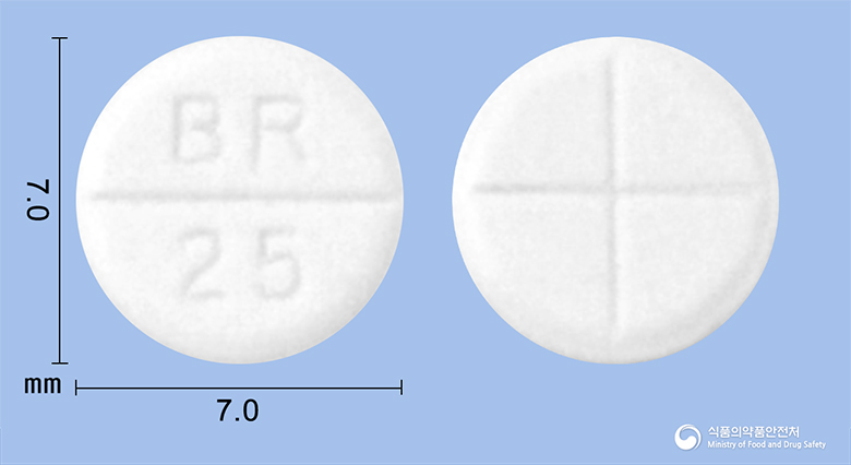 카프릴정25mg(캅토프릴)수출명:Captolongtablet25mg(captopril) 제품 이미지